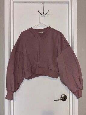Re_Styld Brand Mauve Cropped Crewneck Sweater